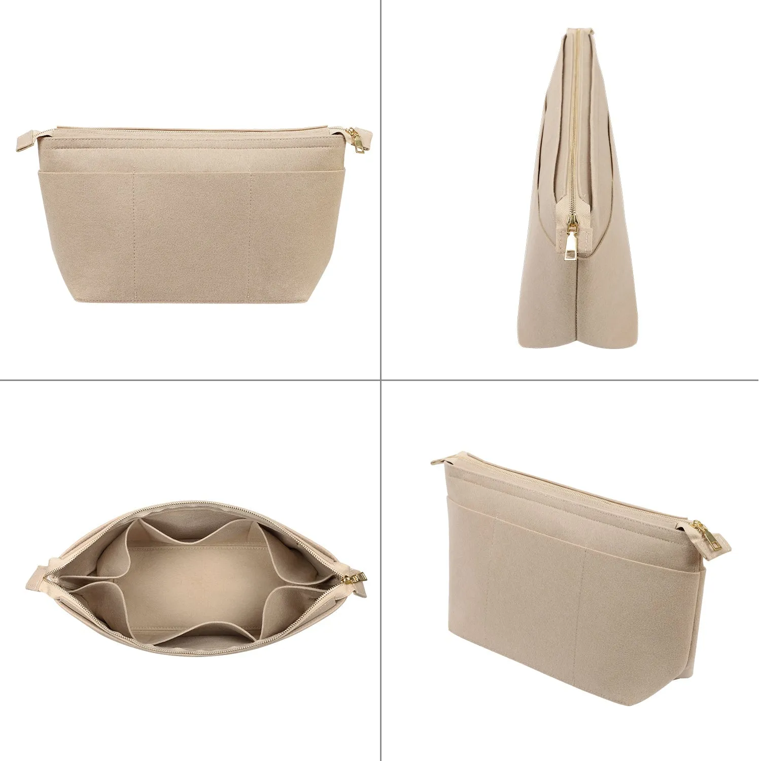 Structured Felt Purse Organizer with Key Ring Bracelets for LV Speedy and Neverfull Tote