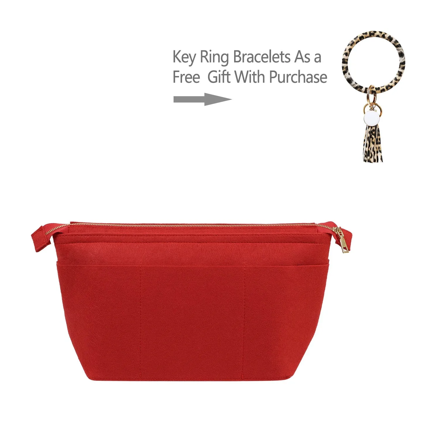 Structured Felt Purse Organizer with Key Ring Bracelets for LV Speedy and Neverfull Tote