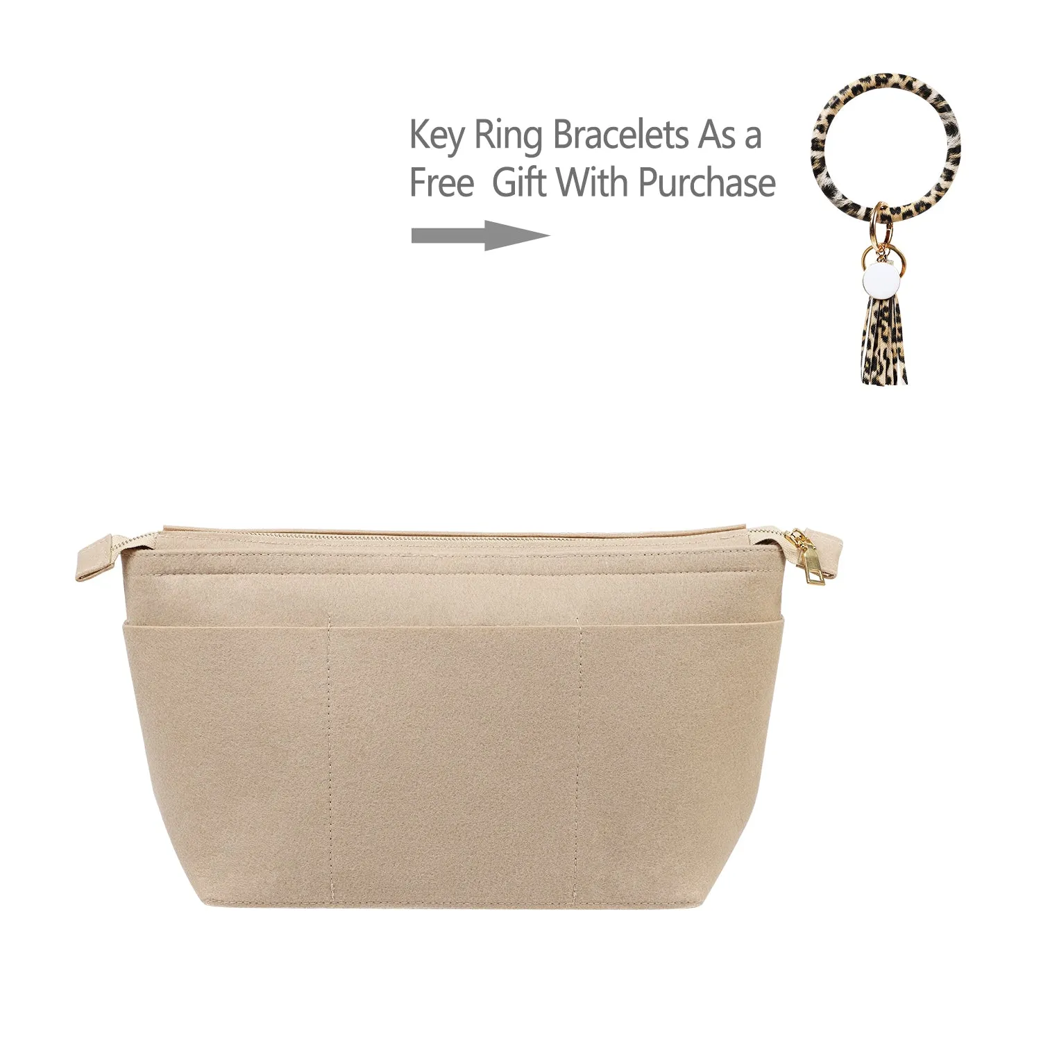 Structured Felt Purse Organizer with Key Ring Bracelets for LV Speedy and Neverfull Tote