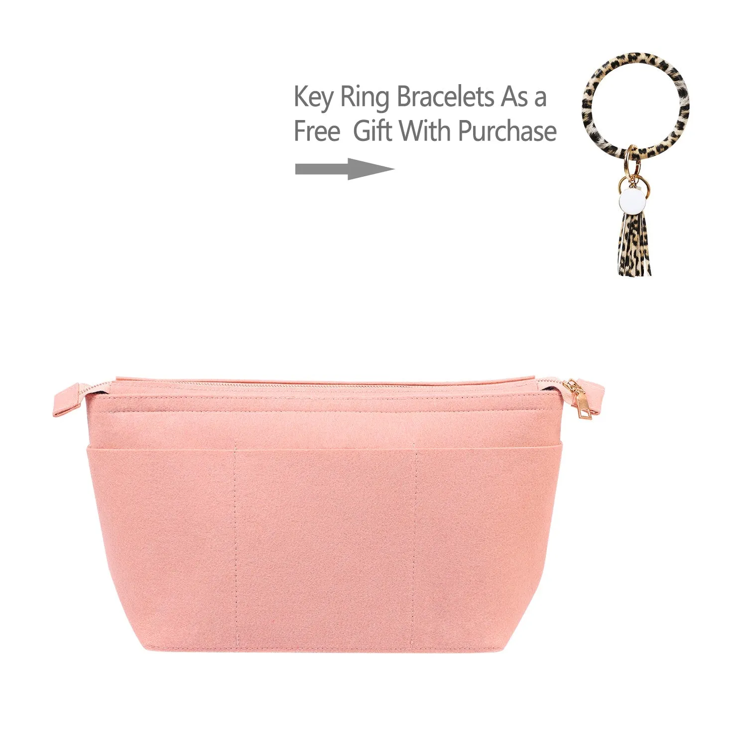 Structured Felt Purse Organizer with Key Ring Bracelets for LV Speedy and Neverfull Tote