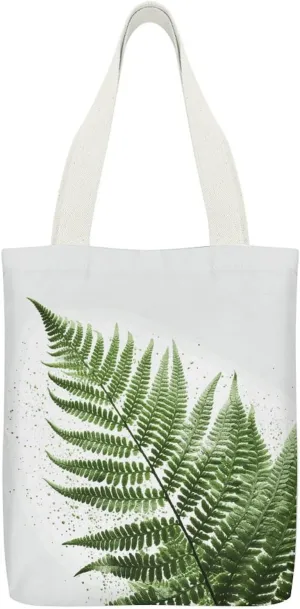 Stylish Shoulder Bag, Plant Silhouette Fern Leaf Print Reusable Grocery Bag Large Canvas Tote Versatile Handbag All-purpose Tote