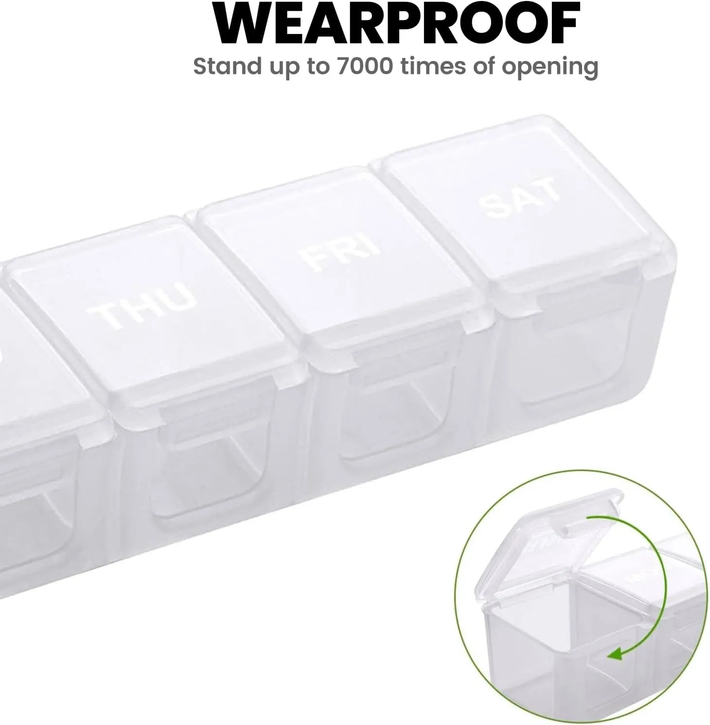 Sukuos Extra Large Weekly Pill Organizer 2 Pcs, Easy to Open Daily Pill Box 7 Day Medicine Cases for Vitamin, Fish Oils or Supplements (Black&White)