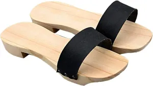Summer Slippers for Women, Wooden Geta Sandals, Wooden Clogs for Womens Casual Style Geta Breathable Slipper Indoor Outdoor Japanese Kimono Geta Sandals Shoes Slippers Clogs