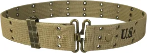 SUNRISING WW2 US Army M36 Pistol Belt Tactical 2" Battle Belt WWII American M1936 Khaki Webbing Military Work Belts for Men