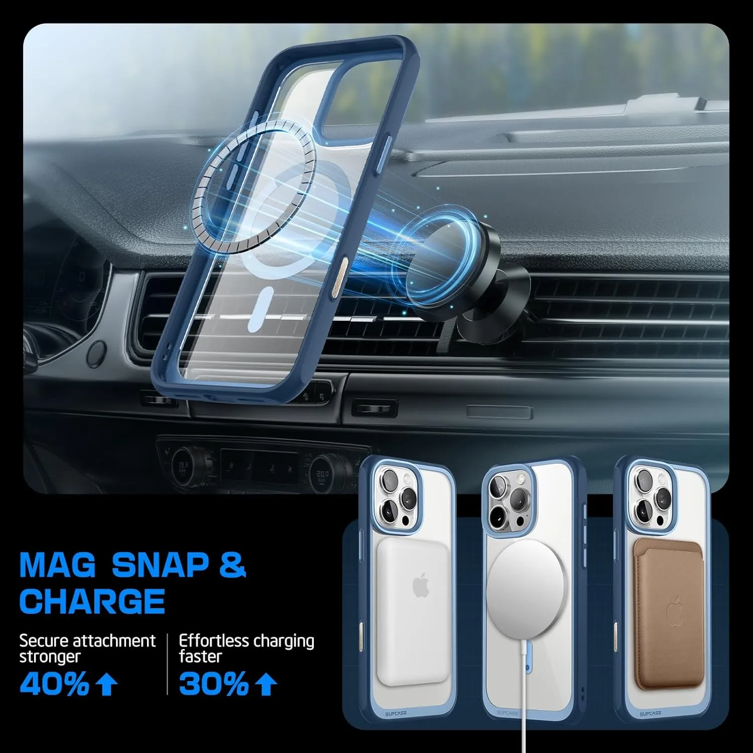 SUPCASE for iPhone 16 Pro Max Case with Camera Control Capture Button (Unicorn Beetle Mag), [Compatible with MagSafe] [Military-Grade Protection] Slim Clear Magnetic Phone Case (Azure)