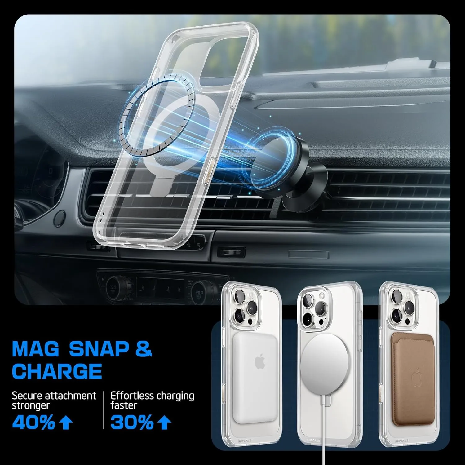 SUPCASE for iPhone 16 Pro Max Case with Camera Control Capture Button (Unicorn Beetle Mag), [Compatible with MagSafe] [Military-Grade Protection] Slim Clear Magnetic Phone Case (Crystal)