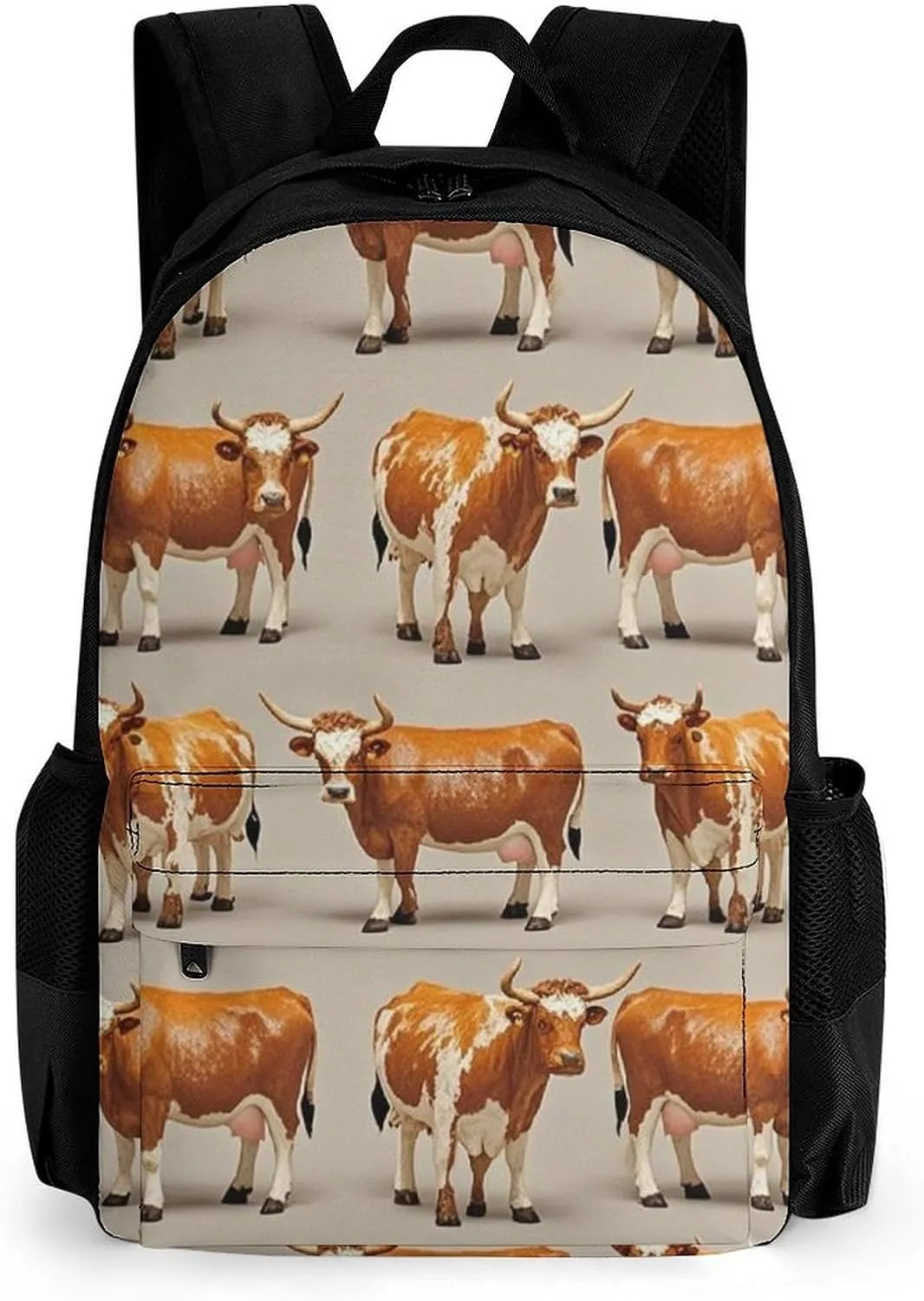 Supdreamc Polyester Daypack Backpack for Trekking Picnic Walking Cycling - Large Capacity Anti-Theft Multipurpose Shoulder Bag, Cute Cattle Art Casual Daypack