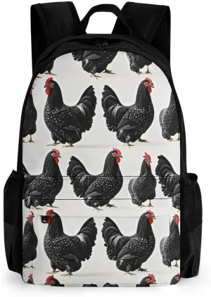Supdreamc Polyester Daypack for Camping Travel Walking Cycling - Big Capacity Anti-Theft Multipurpose Bookbag, Rustic Farmhouse Chicken Rooster Art Camping Outdoor Backpack