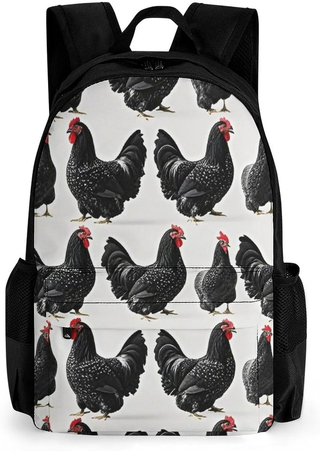 Supdreamc Polyester Daypack for Camping Travel Walking Cycling - Big Capacity Anti-Theft Multipurpose Bookbag, Rustic Farmhouse Chicken Rooster Art Camping Outdoor Backpack