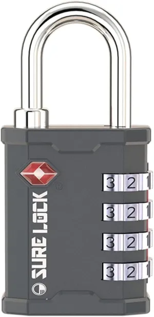 SURE LOCK TSA Accepted 4 Dig Heavy Duty Big Combination Luggage Padlock All Metal Travel Lock for Equipment Hard Case Luggage Gun Case Gym Locker Pelican Vault Lock (1, Grey)