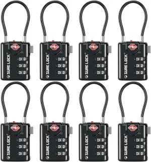 SURE LOCK TSA Compatible Travel Luggage Locks, Inspection Indicator, Easy Read Dials TSA Approved with Zinc Alloy