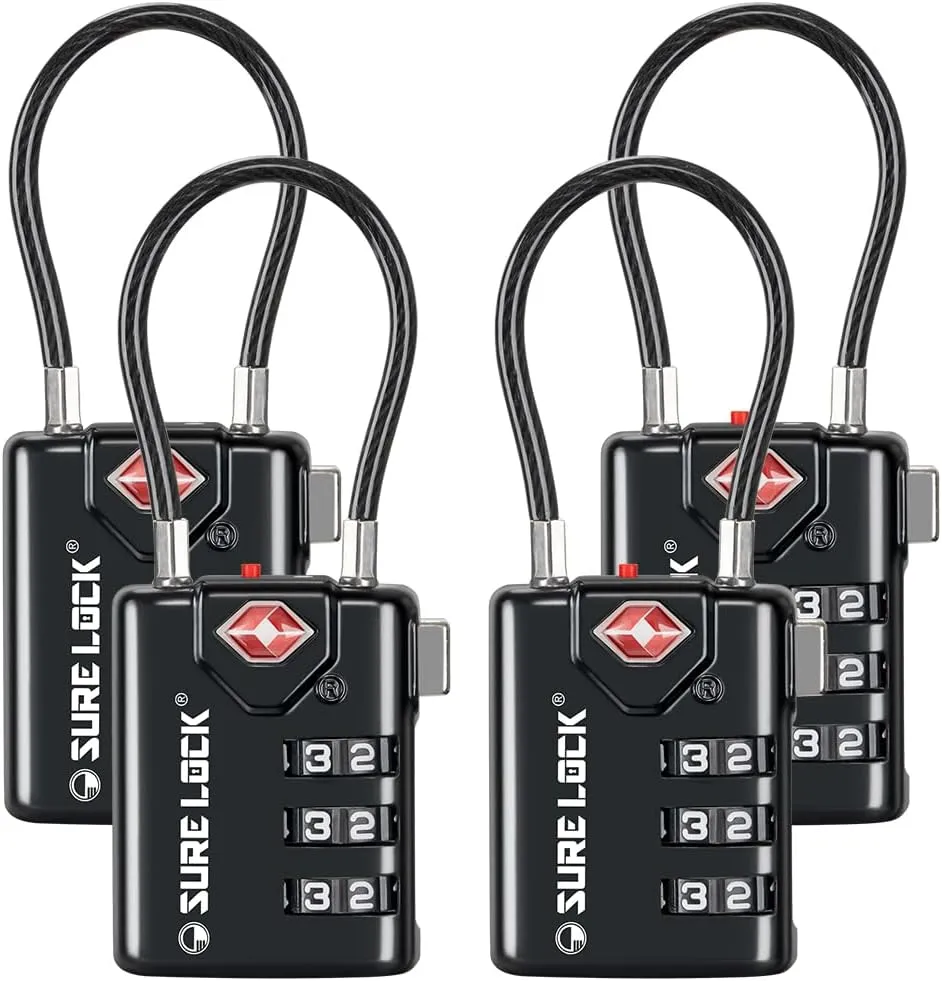 SURE LOCK TSA Compatible Travel Luggage Locks, Inspection Indicator, Easy Read Dials TSA Approved with Zinc Alloy
