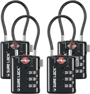 SURE LOCK TSA Compatible Travel Luggage Locks, Inspection Indicator, Easy Read Dials TSA Approved with Zinc Alloy
