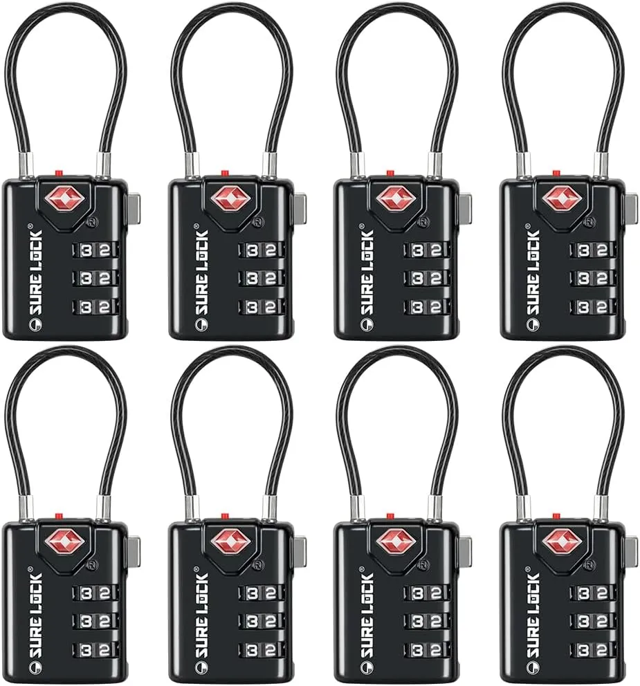 SURE LOCK TSA Compatible Travel Luggage Locks, Inspection Indicator, Easy Read Dials TSA Approved with Zinc Alloy