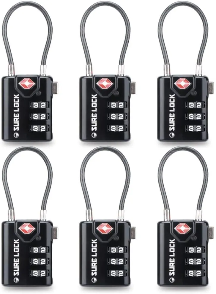 SURE LOCK TSA Compatible Travel Luggage Locks, Inspection Indicator, Easy Read Dials TSA Approved with Zinc Alloy