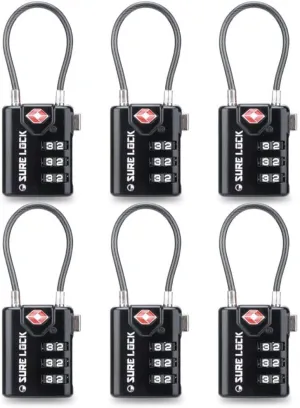 SURE LOCK TSA Compatible Travel Luggage Locks, Inspection Indicator, Easy Read Dials TSA Approved with Zinc Alloy