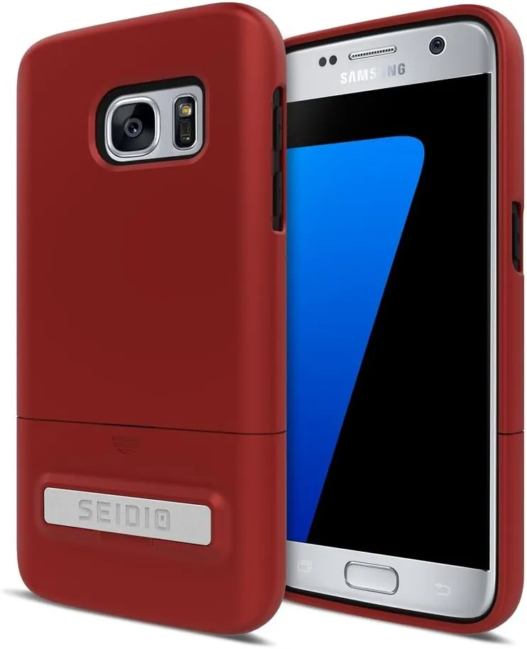 SURFACE with Metal Kickstand Case for Samsung Galaxy S7 [Slim Case] - Non-Retail Packaging - Dark Red/Black