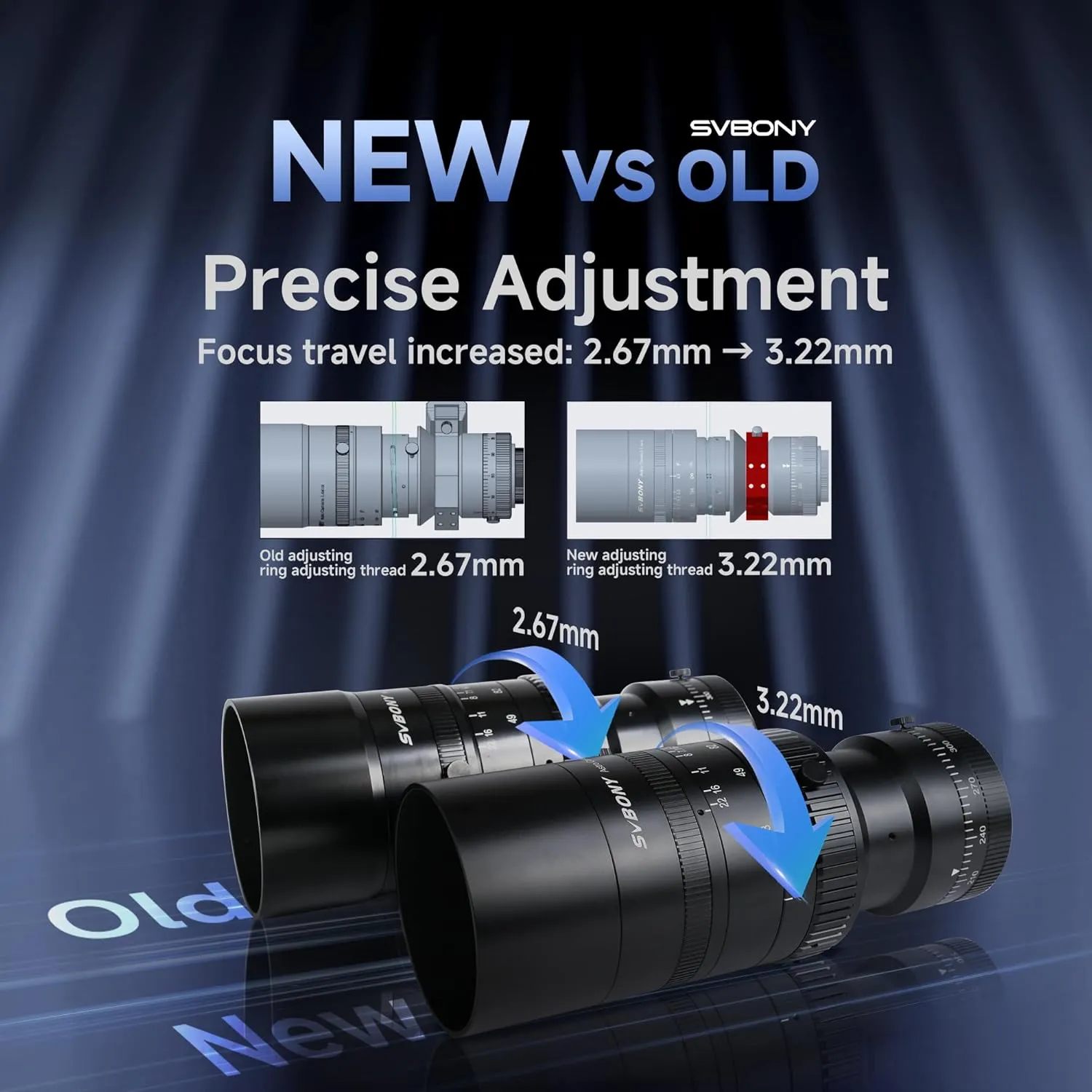 SVBONY SV555 Telescope-New Upgrade, Precision Focus Zero Compromise, Astrophotography Telescope 54mm APO Refractor SLR Camera Lens, 44mm Full Frame, F4.5 to F22 Variable Aperture for Astrophotography