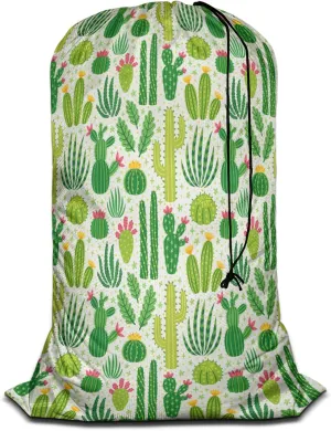 Swono Cactus Large Dirty Clothes Laundry Bag for Laundry Basket Hamper, Green Cacti Desert Plants Tropical Plant Machine Washable Dirty Clothes Organizer, Oxford Cloth, 28x40 Inch
