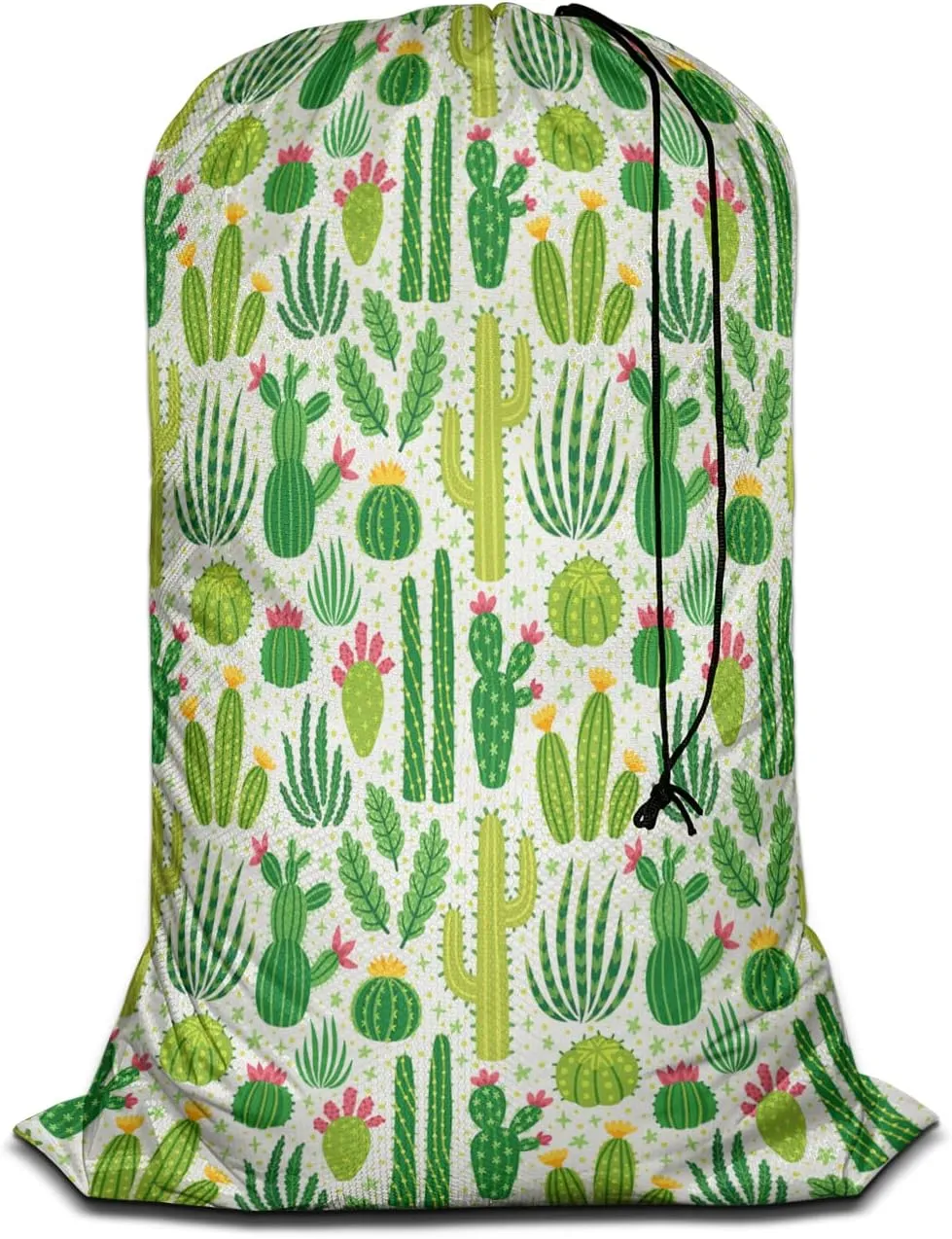 Swono Cactus Large Dirty Clothes Laundry Bag for Laundry Basket Hamper, Green Cacti Desert Plants Tropical Plant Machine Washable Dirty Clothes Organizer, Oxford Cloth, 28x40 Inch