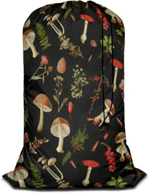 Swono Mushrooms Laundry Bag Drawstring Closure Fall Jungle Theme Floral Cherry Exotic Botanical Plant Heavy Duty Laundry Portable for College Dorm Room Essentials for Travel Camp