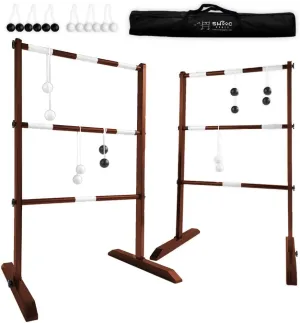 SWOOC Games - Premium Wooden Ladder Ball Game Set (Weather Resistant) - 10 Games Included & Carrying Case - Easy, No Tool Assembly - Ladder Toss Outdoor Game - Hillbilly Golf Backyard Fun
