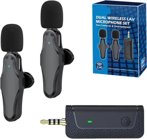 Synergy Digital External Microphone, Compatible with Oregon Scientific ATC9K Camcorder External Microphone 2.4GHz Dual Wireless Lavalier Microphone Set for Cameras