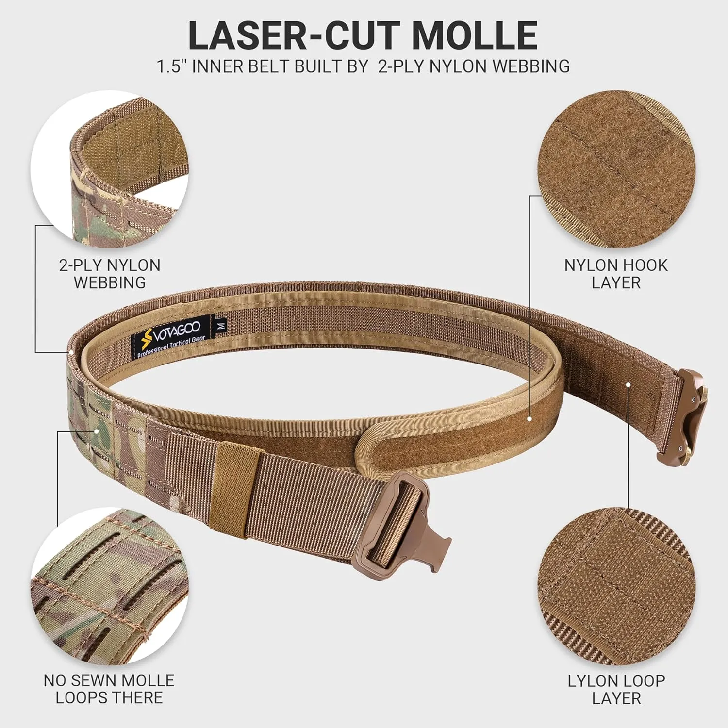 Tactical Battle Belt with Quick Release Buckle MOLLE System, Heavy Duty Gun Holster Belt