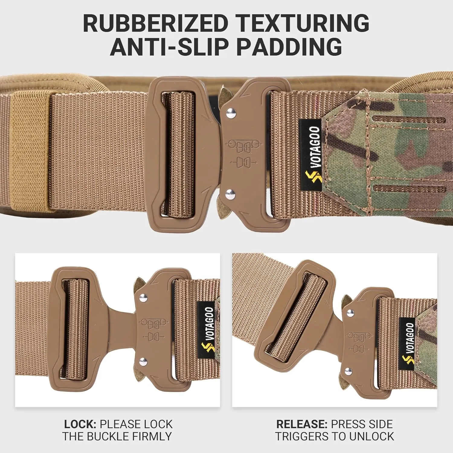 Tactical Battle Belt with Quick Release Buckle MOLLE System, Heavy Duty Gun Holster Belt