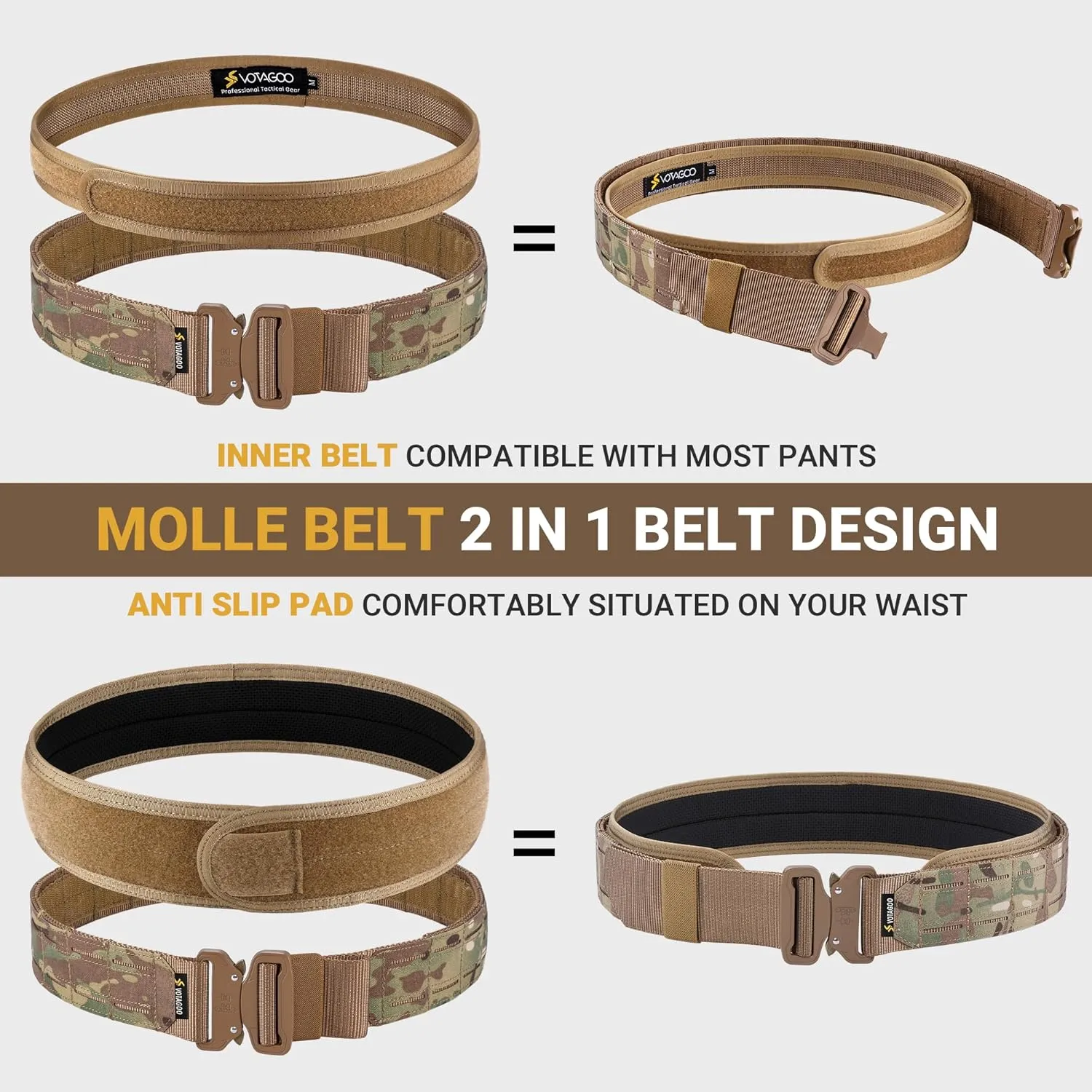 Tactical Battle Belt with Quick Release Buckle MOLLE System, Heavy Duty Gun Holster Belt