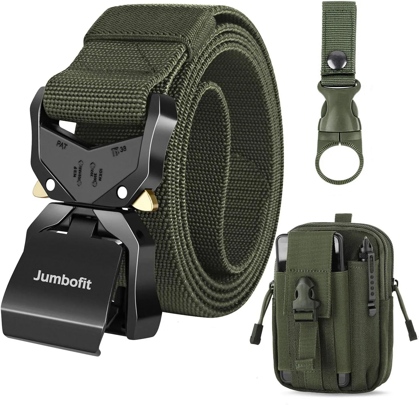 Tactical Belt for Men and Women, Military Work Belt Nylon with Quick-Release Buckle, Gift with Molle Pouch & Clip