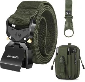 Tactical Belt for Men and Women, Military Work Belt Nylon with Quick-Release Buckle, Gift with Molle Pouch & Clip