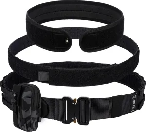 Tactical Belt with Buckle | Molle Belt | Security Utility Belt with Pouch | Heavy Duty Battle Belt with Premium Pouch