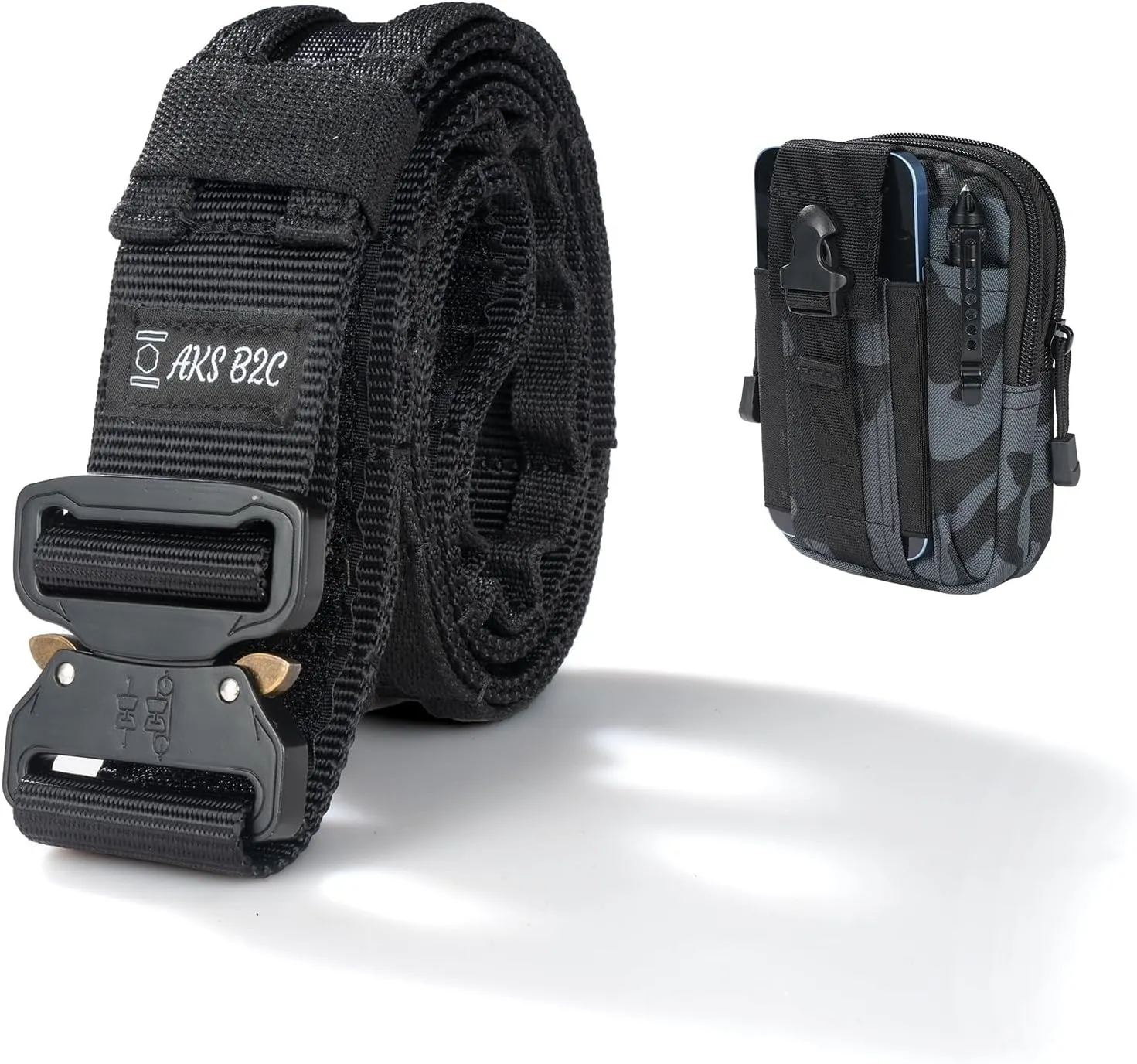 Tactical Belt with Buckle | Molle Belt | Security Utility Belt with Pouch | Heavy Duty Battle Belt with Premium Pouch