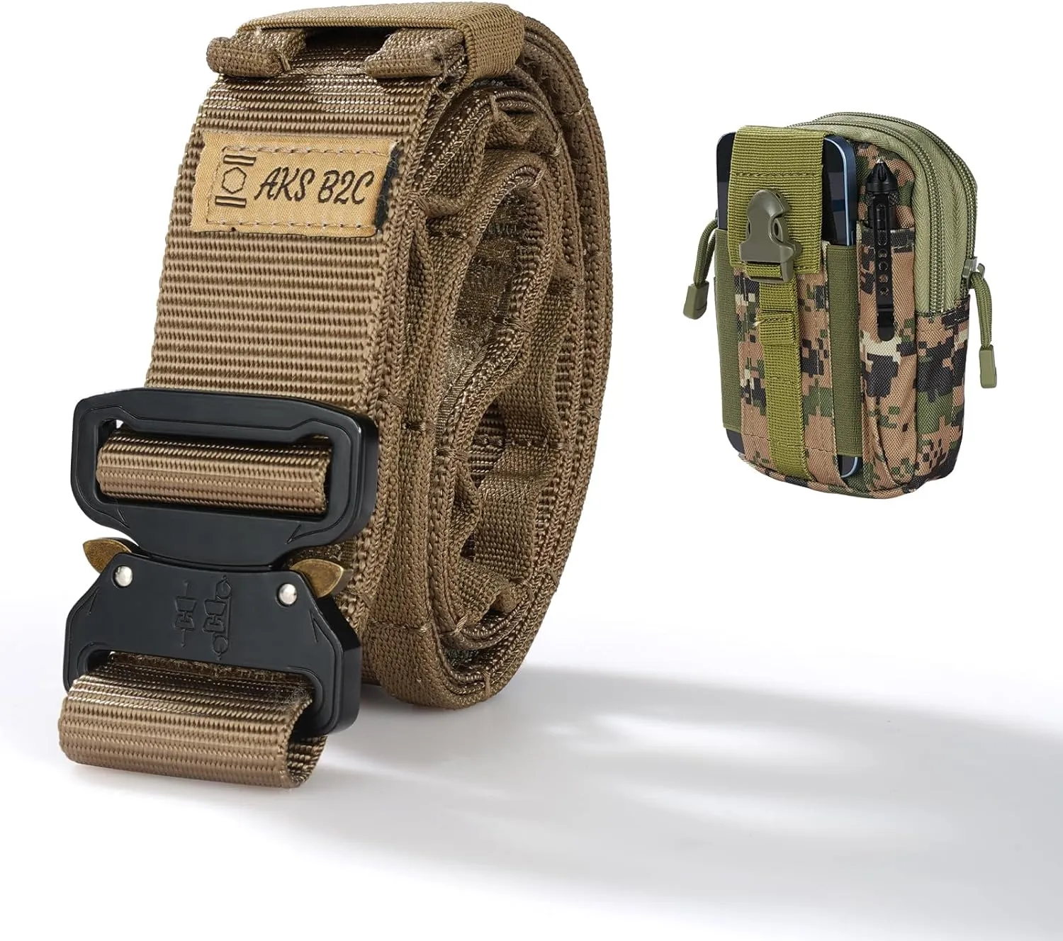 Tactical Belt with Buckle | Molle Belt | Security Utility Belt with Pouch | Heavy Duty Battle Belt with Premium Pouch
