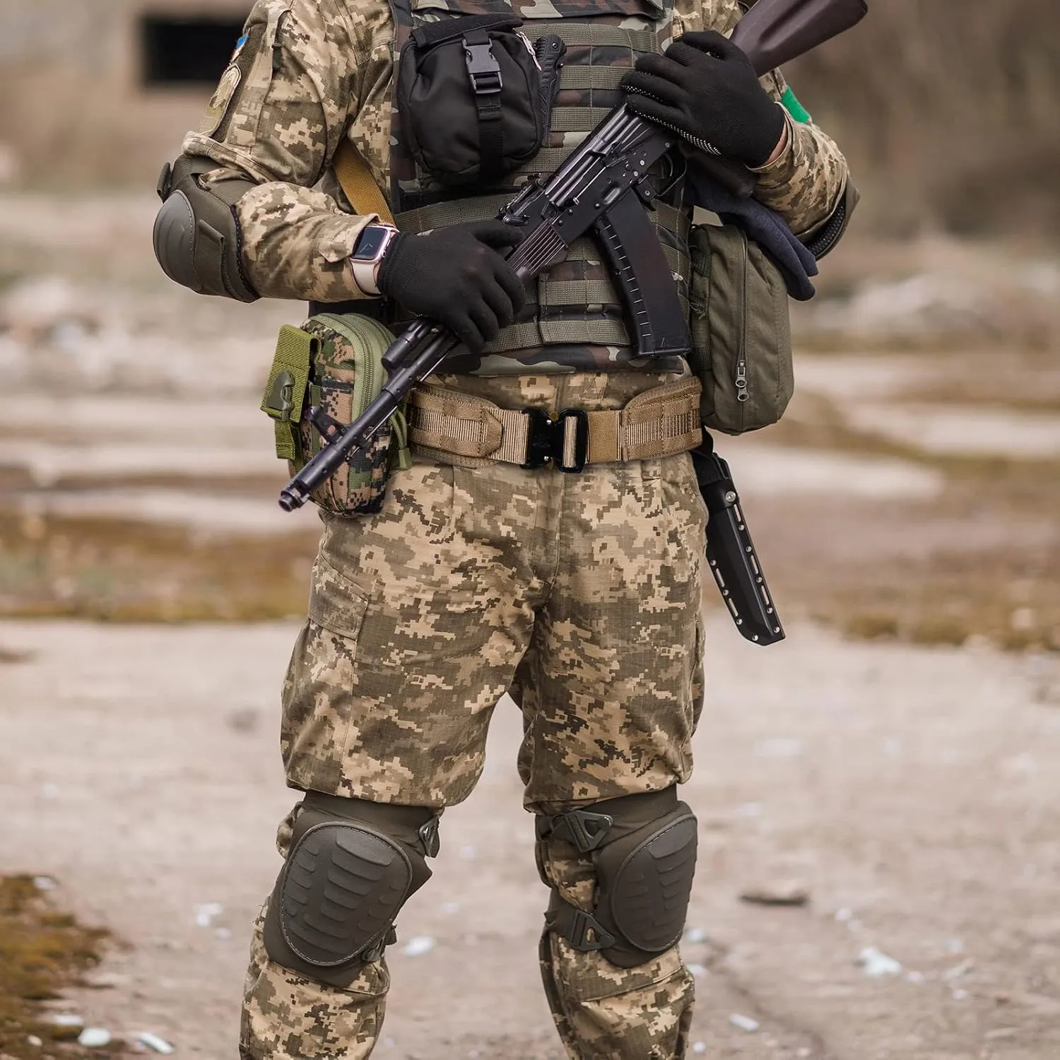 Tactical Belt with Buckle | Molle Belt | Security Utility Belt with Pouch | Heavy Duty Battle Belt with Premium Pouch