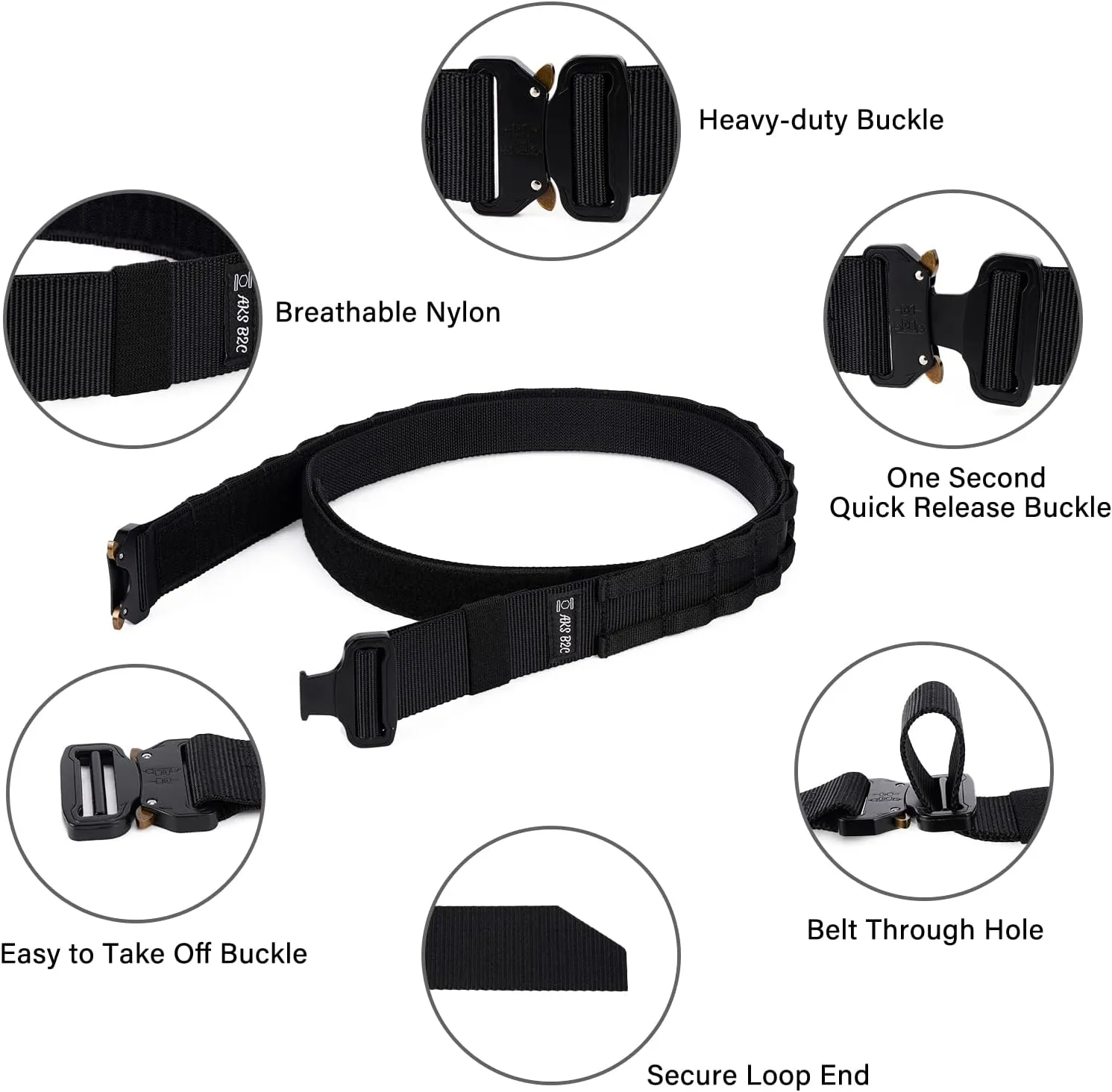 Tactical Belt with Buckle | Molle Belt | Security Utility Belt with Pouch | Heavy Duty Battle Belt with Premium Pouch