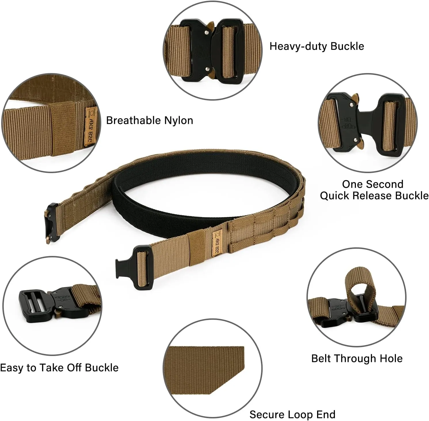 Tactical Belt with Buckle | Molle Belt | Security Utility Belt with Pouch | Heavy Duty Battle Belt with Premium Pouch