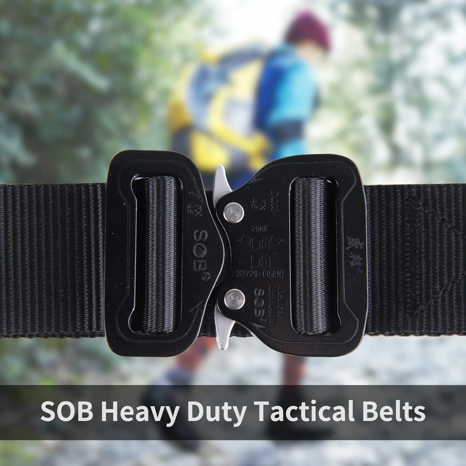 Tactical Belts for Men Military Style Hiking Rigger 1.5" Nylon Web Work Belt with Heavy Duty Quick Release Metal Buckle Black