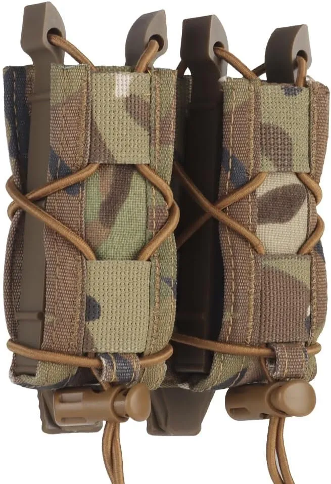 Tactical Double 9mm Mag Pouch,Molle Pistol Flashlight Magazine Pouch Torch Holder,Malice Clip for MOLLE PLAS Vest Belt