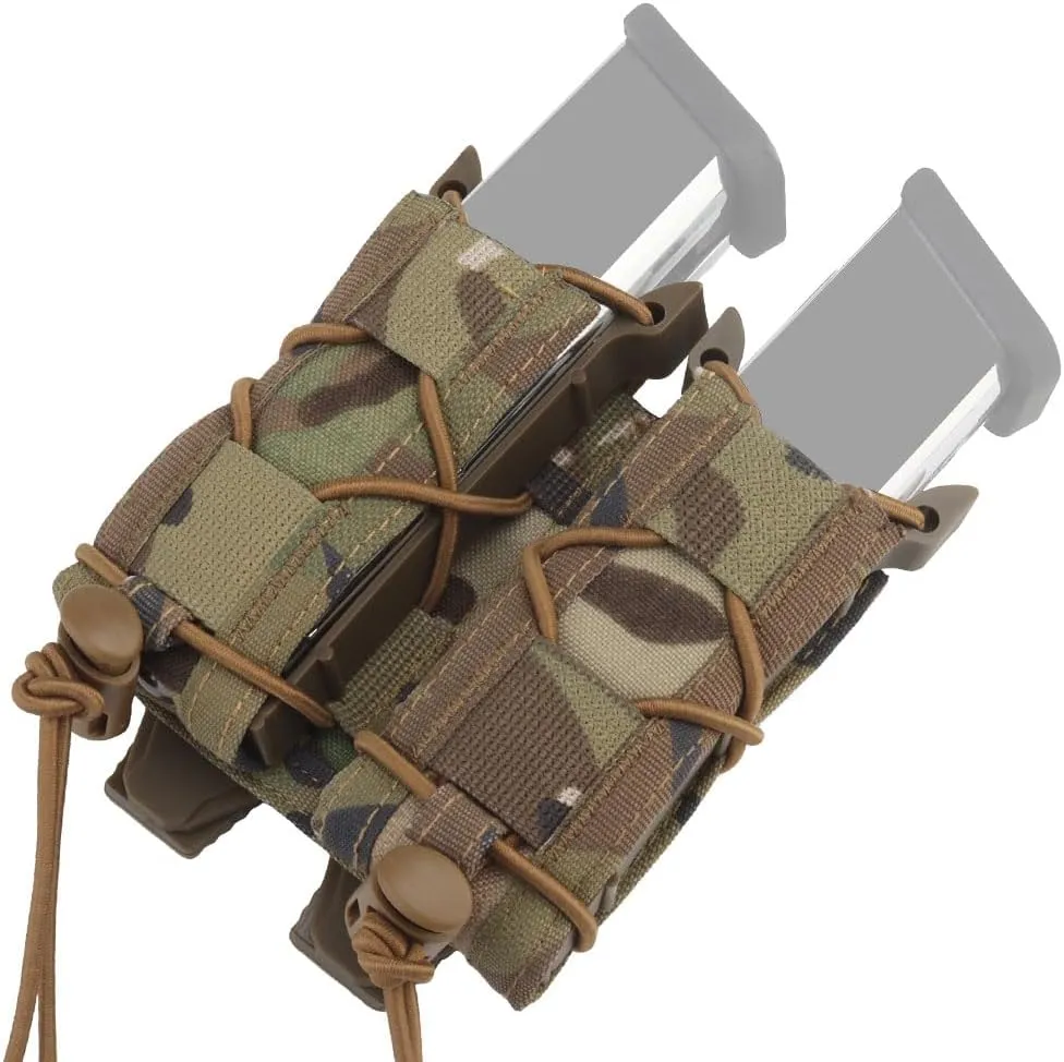 Tactical Double 9mm Mag Pouch,Molle Pistol Flashlight Magazine Pouch Torch Holder,Malice Clip for MOLLE PLAS Vest Belt