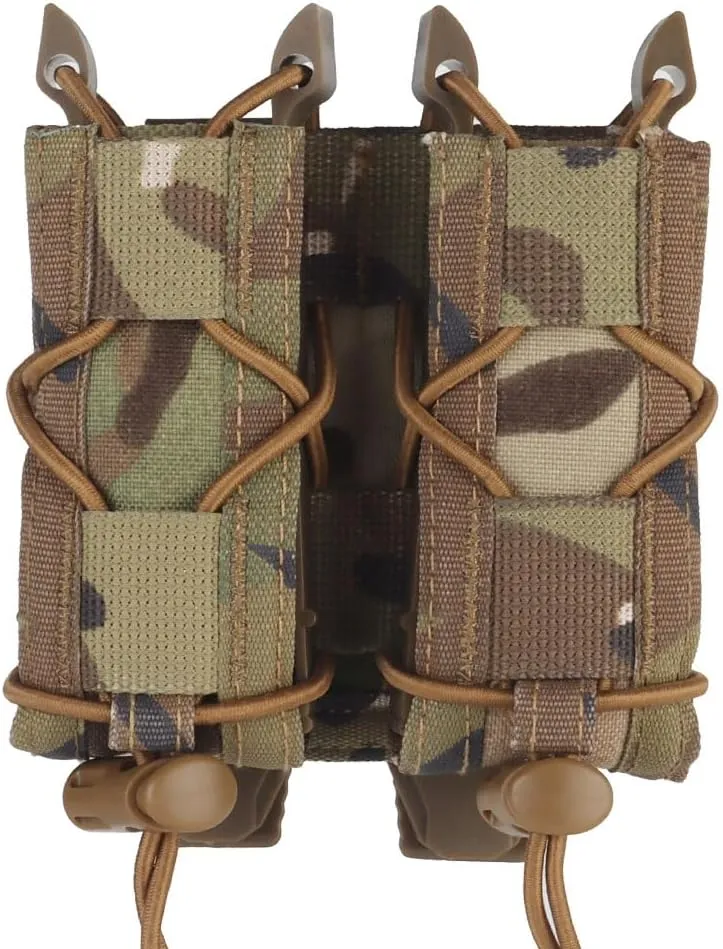 Tactical Double 9mm Mag Pouch,Molle Pistol Flashlight Magazine Pouch Torch Holder,Malice Clip for MOLLE PLAS Vest Belt