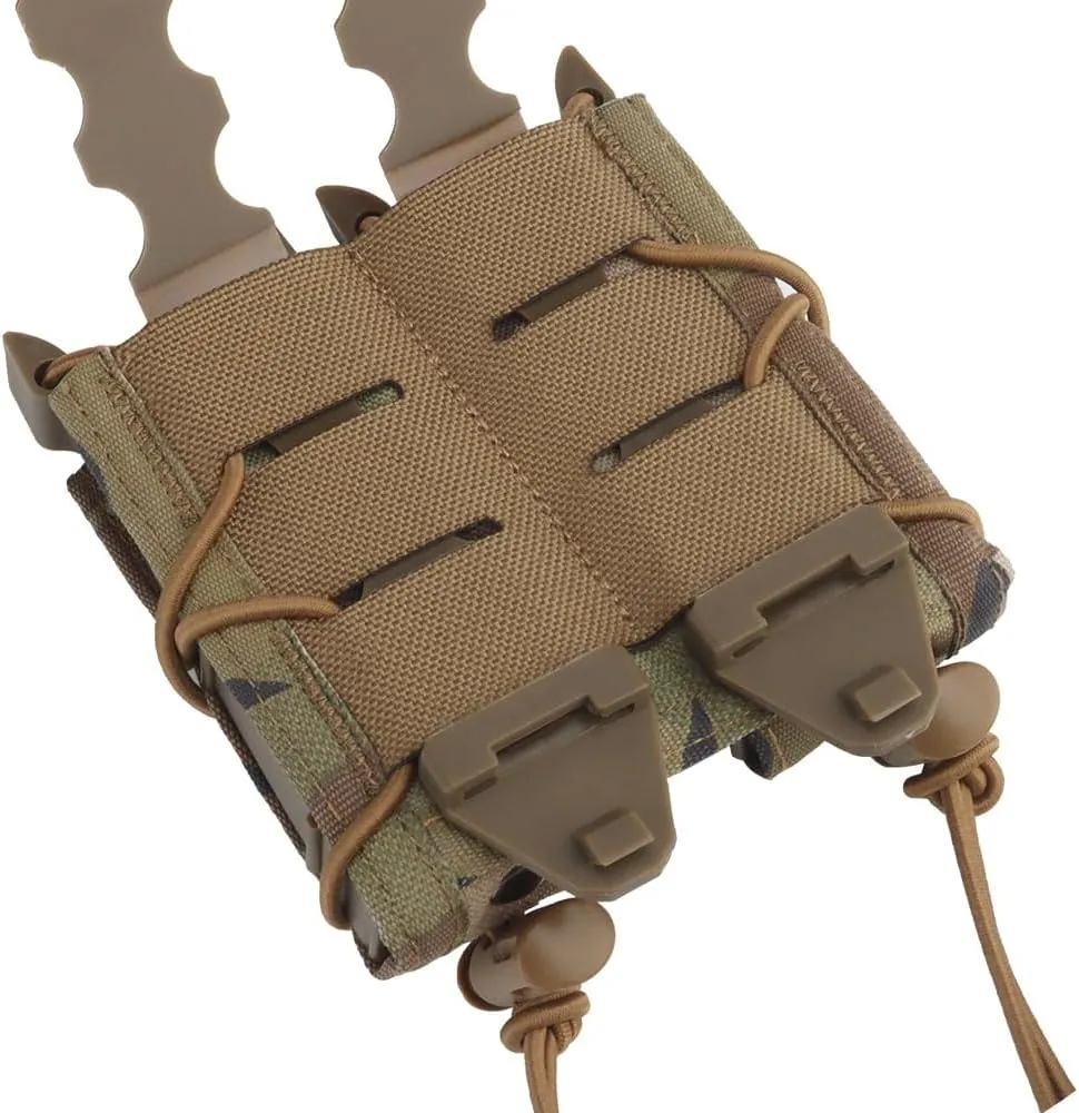 Tactical Double 9mm Mag Pouch,Molle Pistol Flashlight Magazine Pouch Torch Holder,Malice Clip for MOLLE PLAS Vest Belt