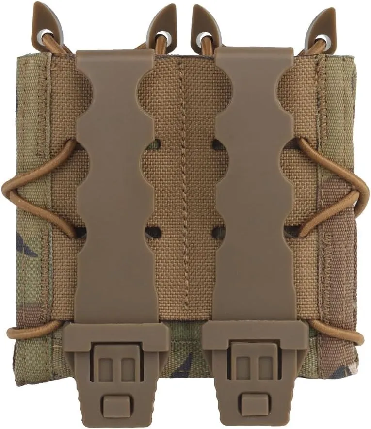 Tactical Double 9mm Mag Pouch,Molle Pistol Flashlight Magazine Pouch Torch Holder,Malice Clip for MOLLE PLAS Vest Belt