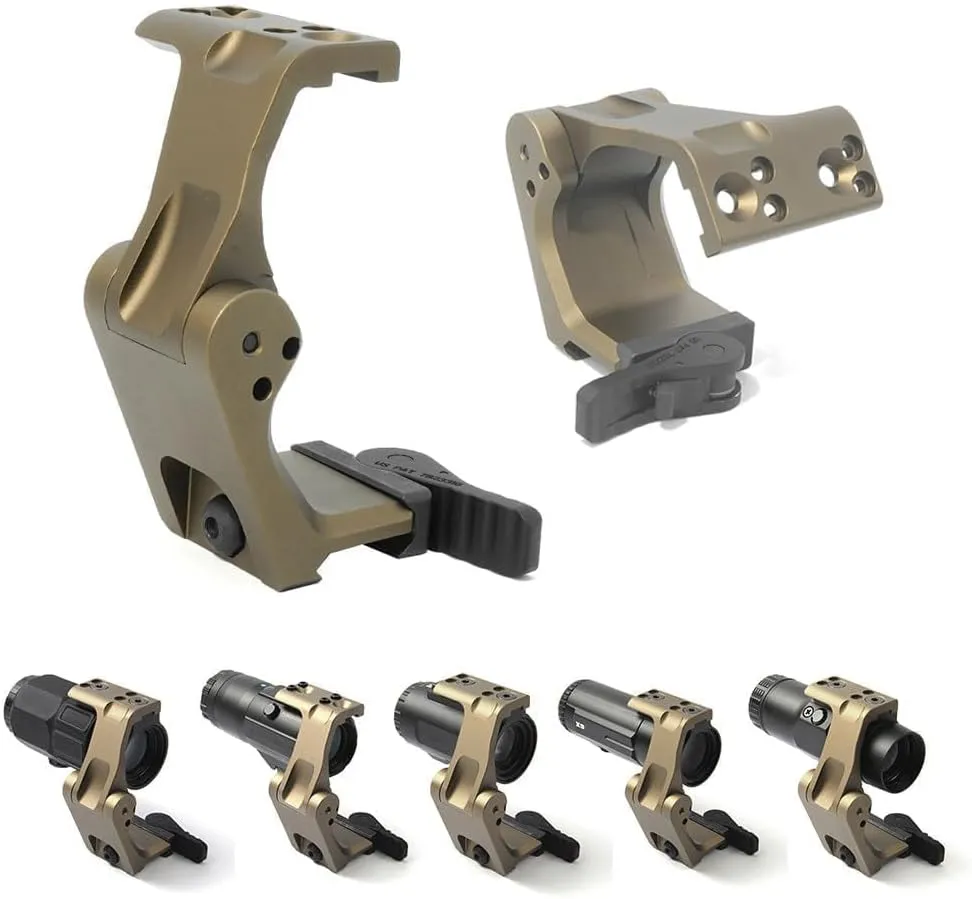 Tactical FTC Magnifier Mount with Fast QD Lever 2.26” Optical Centerline Height，Quick Release & Flip-to-Center (FTC) Mechanism，CNC Aluminum，Compatible G30，G23，G33，G43，G45,6X Etc(TAN)