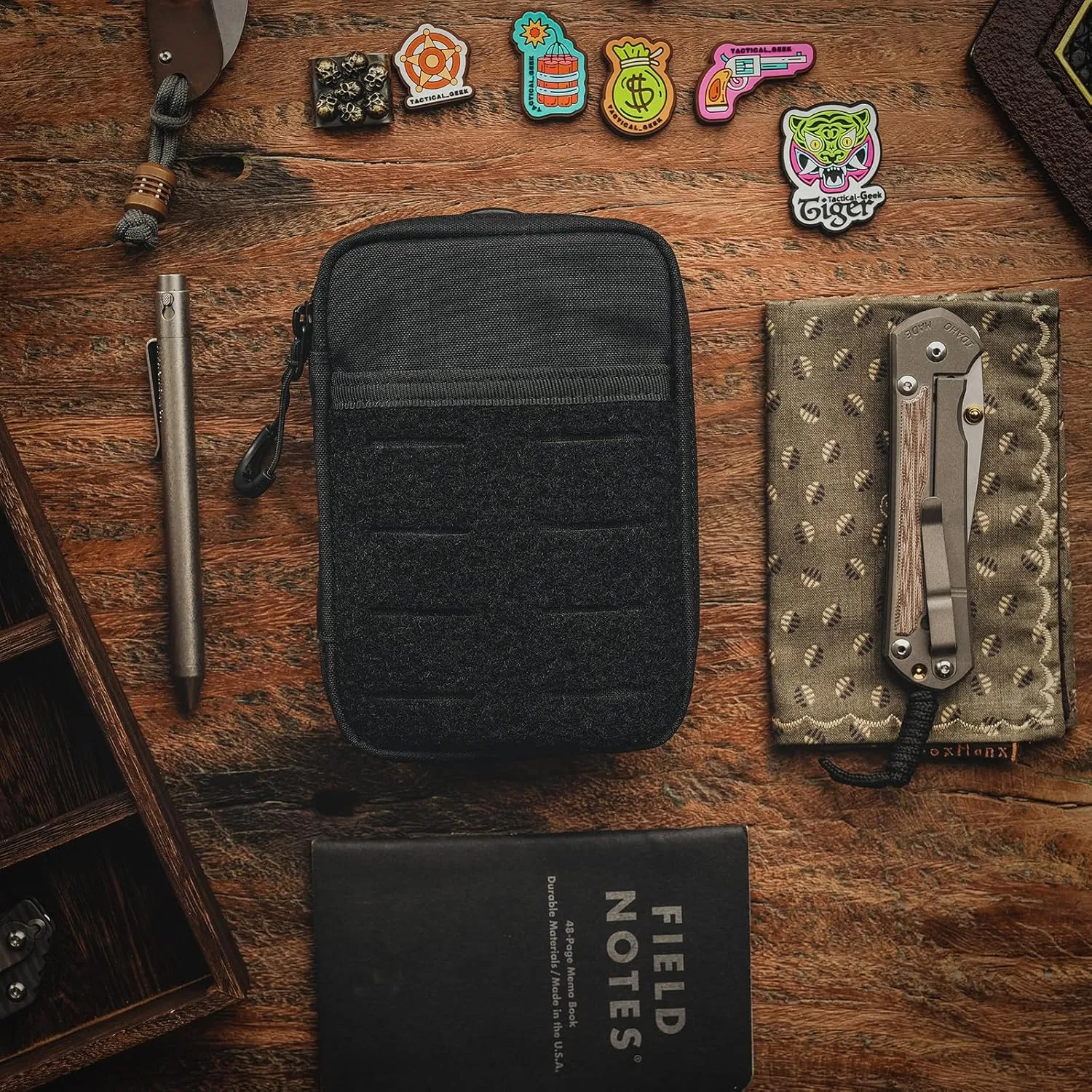 TACTICAL GEEK EDC Compact Waist Pocket Pouch, Men EDC Pouch Organizer, Multi-Purpose Molle Tool Pouch for Multitools, Utility Tool Organizer Bag for Daily Essentials Carry (Block E3.0-BK)