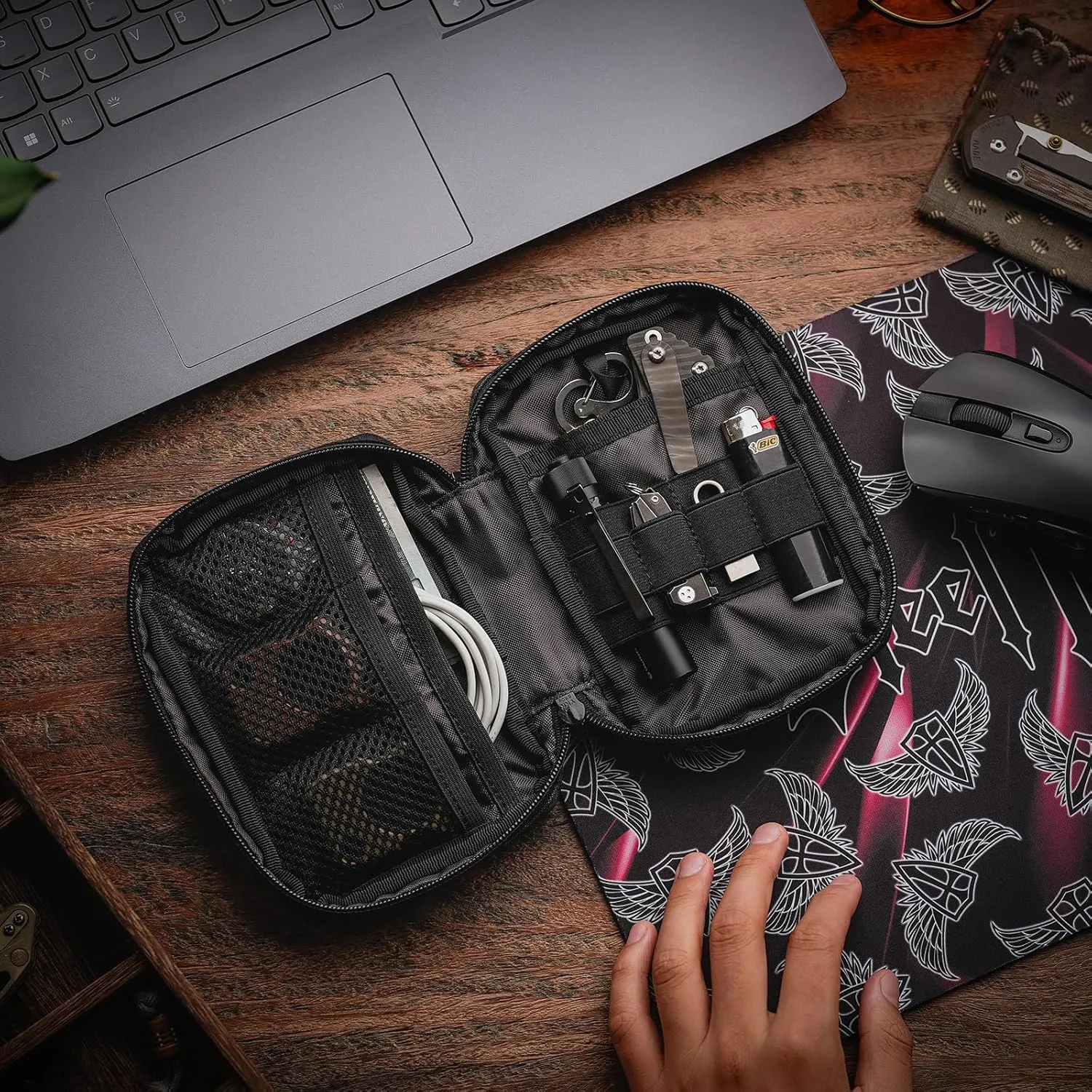 TACTICAL GEEK EDC Compact Waist Pocket Pouch, Men EDC Pouch Organizer, Multi-Purpose Molle Tool Pouch for Multitools, Utility Tool Organizer Bag for Daily Essentials Carry (Block E3.0-BK)
