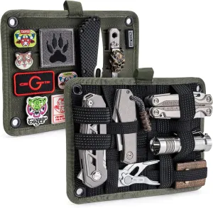 TACTICAL GEEK TCM EDC Organizer Board, Backpack Anti-Slip Elastic Woven Board for Travel Gear, Elastic Grid Organizer for Electronics Accessories Travel Cables Chargers and More Green