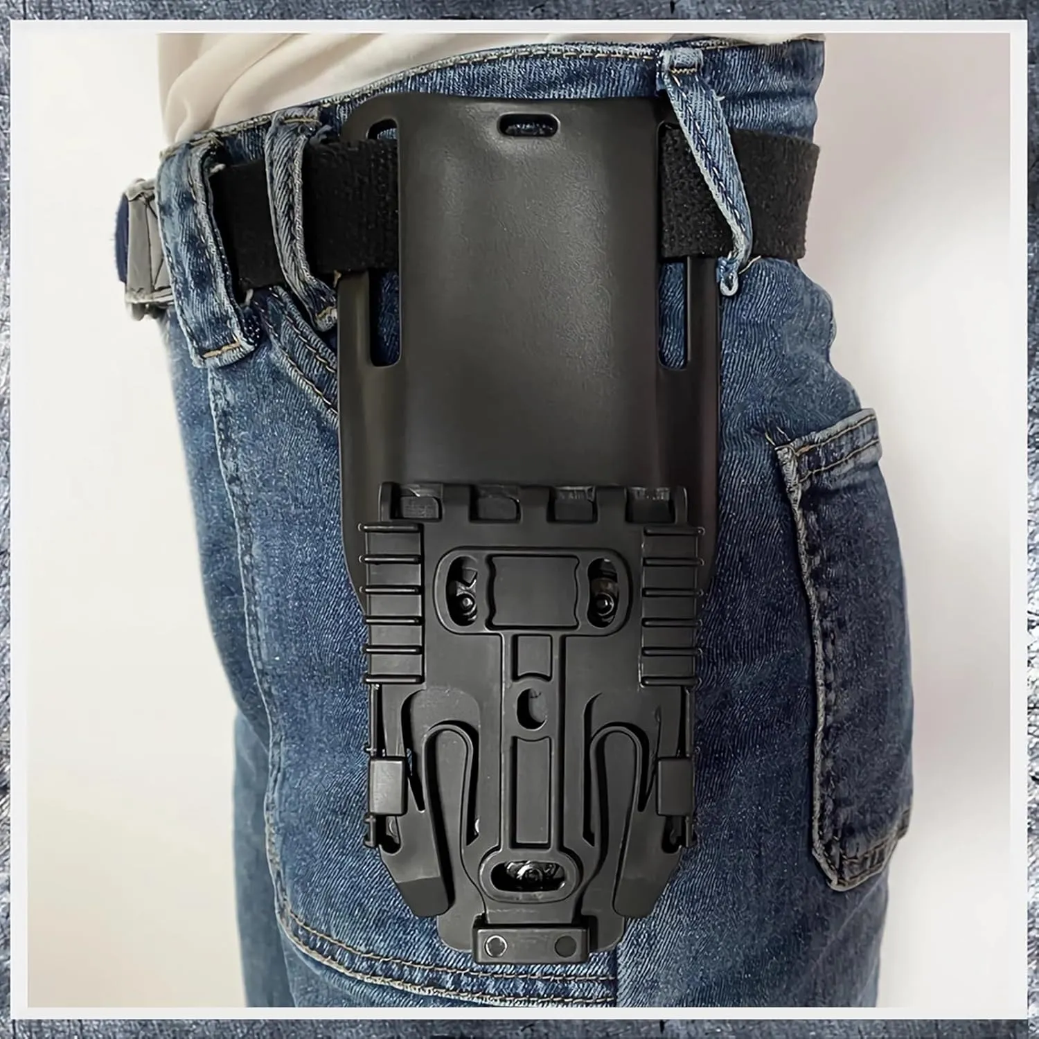 Tactical Quick Locking System Kit with Fork Duty Receiver Plate, Mid-Ride Universal Belt Loop Platform, Quick Draw Holsters