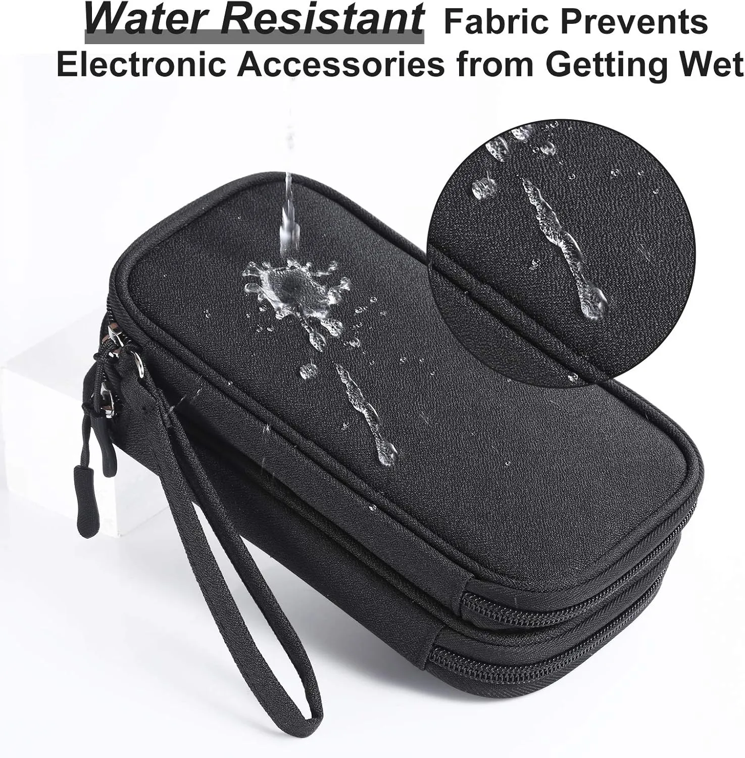 Tech Organizer Travel Case, Carrying Tech Kit for Electronics and Accessories (Medium, Black)